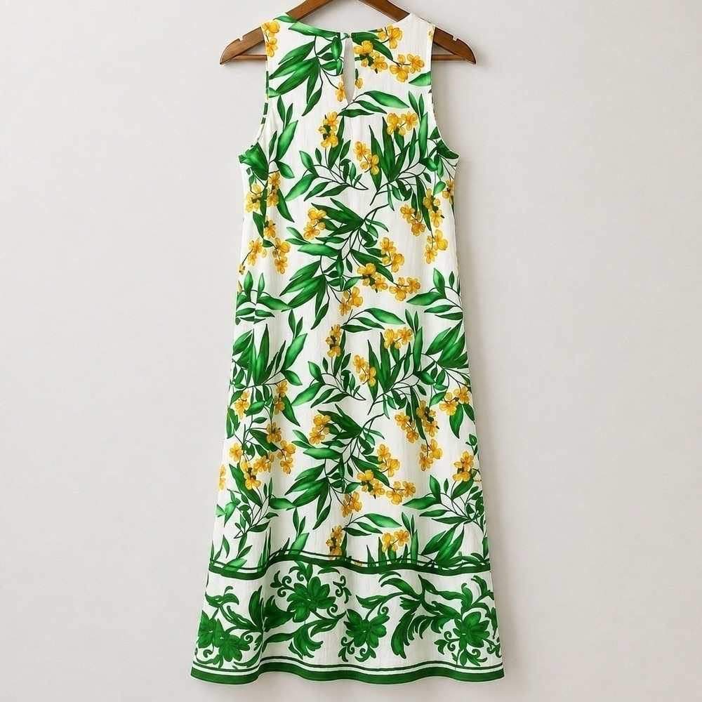 Anthropologie Fig & Flower Medium Maxi Dress Coastal Cottagecore Tropical Boho - Picture 4 of 7
